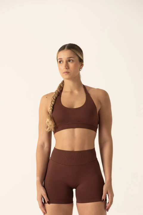 Top Halter Marrom Seamless Fitness - comprar online