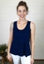 Blusa Bea Abdalla Regata Evasê Azul Marinho