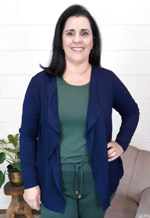 Cardigan Bea Abdalla Manga Longa Azul Marinho