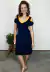 Vestido Bea Abdalla Com Manga Bicolor Azul Marinho
