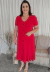 Vestido Midi Decote V Babado Vermelho