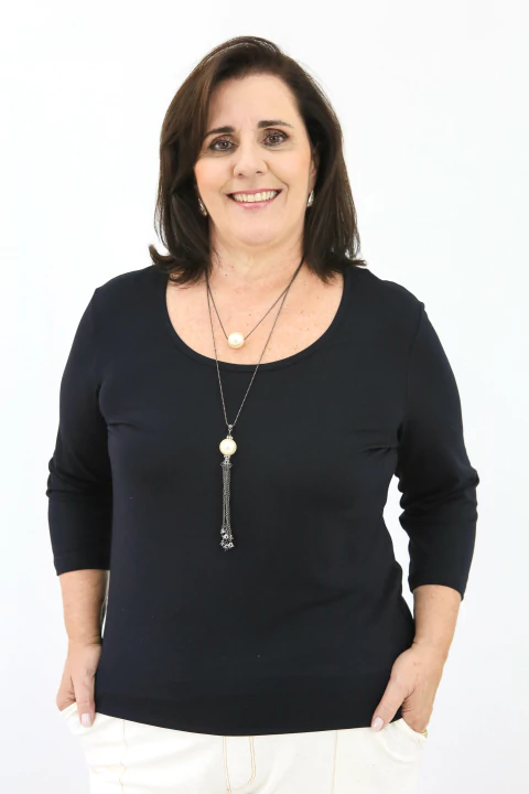 Blusa Bea Abdalla Básica Decote U Manga 3/4 Preta