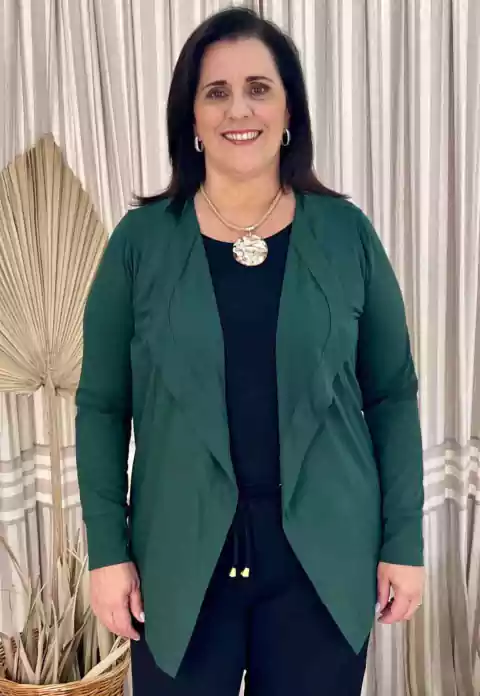 Cardigan Manga Longa Verde