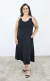 Vestido Midi Evasê Preto Detalhe Ombro - comprar online