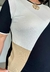 Imagem do Conjunto Calça e Blusa Manga Curta Tricolor Preto, Branco e Bege, com Friso Bege