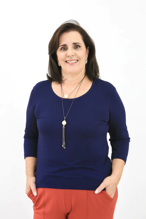 Blusa Bea Abdalla Básica Decote U Marinho