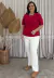 Blusa Básica Meia Manga Decote U Vermelho na internet