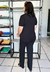 Conjunto Calça e Blusa Manga Curta Tricolor Preto, Branco e Bege, com Friso Bege - Bea Abdalla