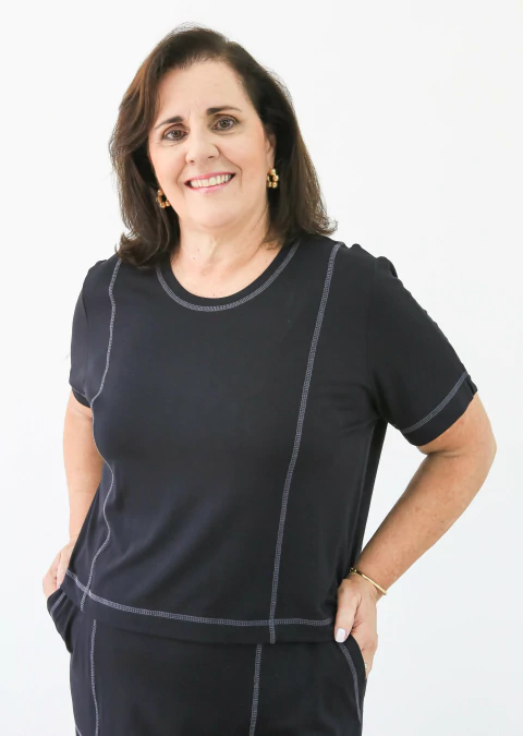 Blusa Básica Meia Manga Cropped Preto