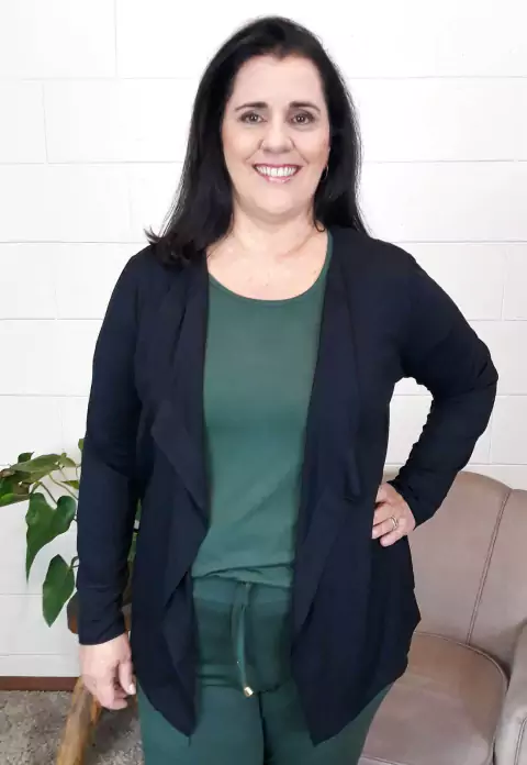 Cardigan Bea Abdalla Manga Longa Preto