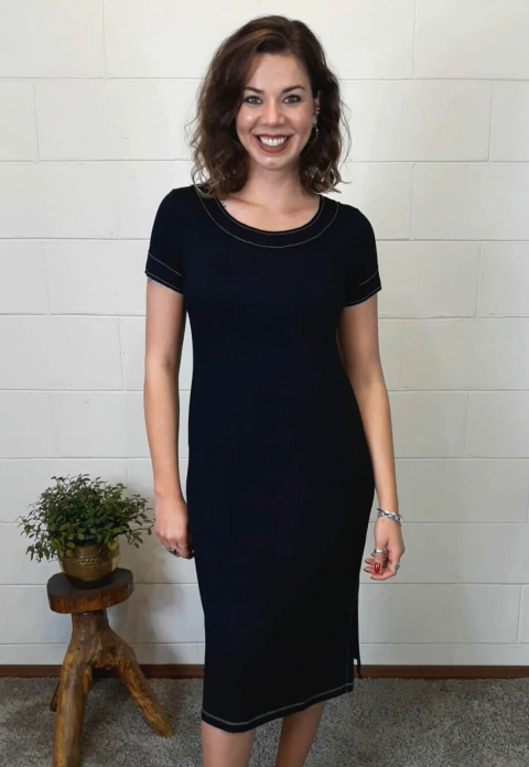 Vestido Bea Abdalla Básico Manga Curta Preto