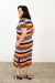 Vestido Listrado Decote V Manga Curta - Bea Abdalla