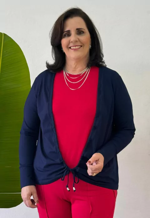 Cardigan Manga Longa Ajustável Marinho