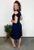 Vestido Bea Abdalla Com Manga Bicolor Azul Marinho na internet