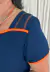 Vestido Midi Manga Curta Marinho - loja online