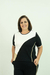 Conjunto Calça e Blusa Manga Curta Tricolor Preto, Branco e Bege, com Friso Bege - loja online