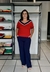 Imagem do Blusa Decote V Manga Curta Bicolor Vermelho