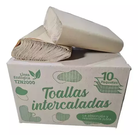 5931- Toalla de Papel Limsis intercaladas natural (4 paneles) linea eco 20 x 24 cms x 2500unid - comprar online