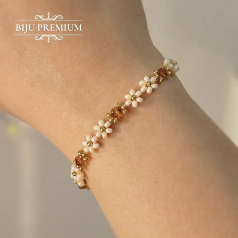 Pulseira Flores Duplas