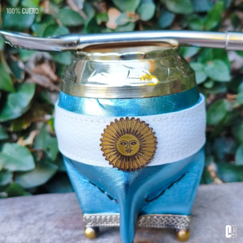 Mate Torpedo Edición "Argentina Pasión" - Alpaca y Cuero Genuino - comprar online