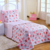 Colcha Cobre Leito Solteiro 2 peças Dupla Face -Floral Rosa Pink