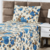 Colcha Cobre Leito Solteiro 2 Peças Dupla Face- Azul Floral