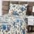 Colcha Cobre Leito Solteiro 2 Peças Dupla Face- Azul Floral