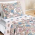 Colcha Cobre Leito Solteiro 2 Peças Dupla Face- Floral Azul e Morrom