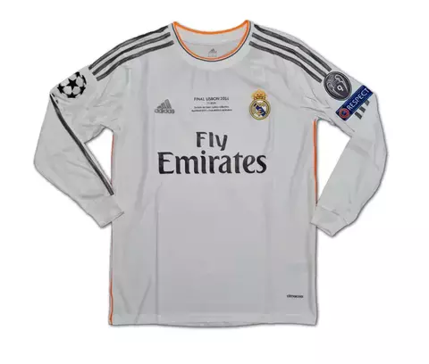 Camisa Retrô Real Madrid Manga Longa I 2013/14 Branca - comprar online