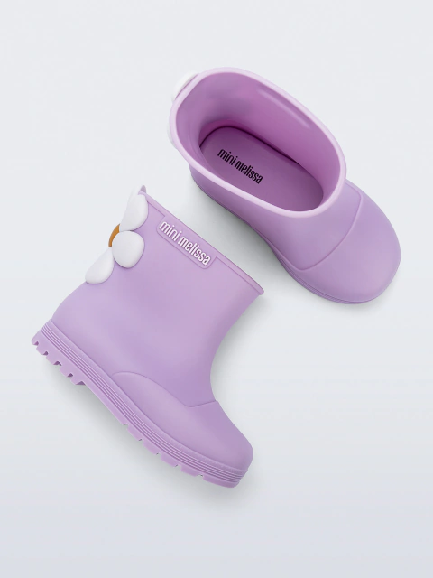 Mini Melissa Welly Bloomy Baby Lilás com Branco