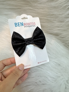 Laço Amora G - Preto Glitter - comprar online