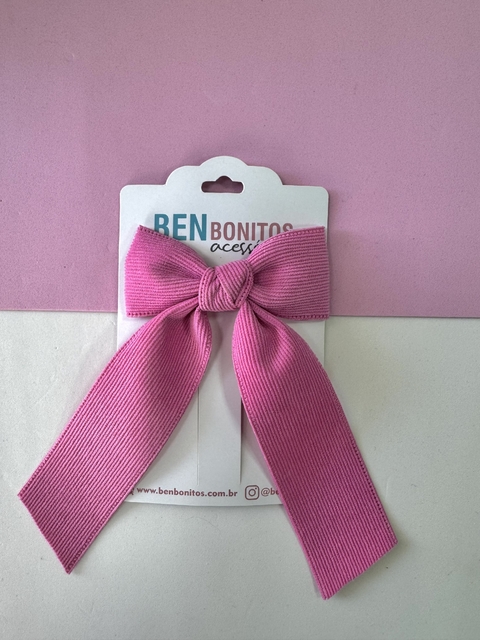 Laço Bella - Rosa chiclete Veludo cotelê - comprar online