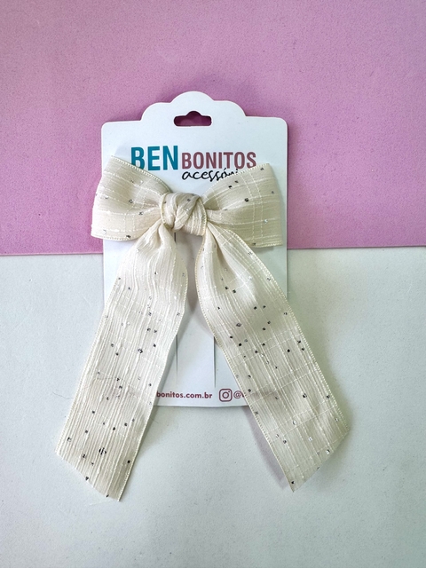 Laço Bella - Off white Voal com pontos prata - - comprar online