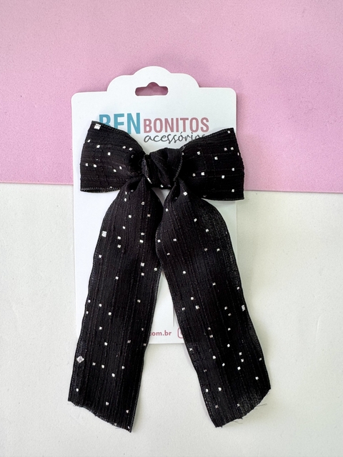Laço Bella - Preto Voal com pontos prata - comprar online