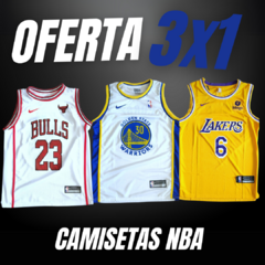 COMBO 3X1 - Camisetas NBA Originales - Jordan (23), Lebron (6) y Curry (30) - comprar online