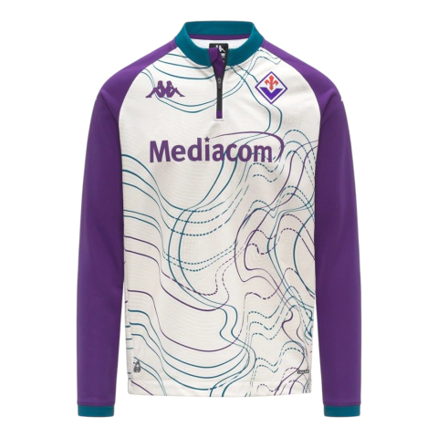 Camisa Fiorentina Pré-jogo II 25/26 manga longa - Torcedor Kappa Masculina - Branca e roxa