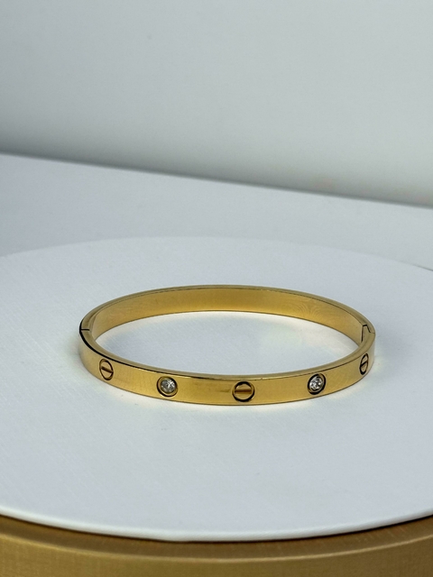 PULSEIRA DOURADO INSPIRAÇÃO C BRACELETE CLÁSSICO STRASS LUXO - comprar online