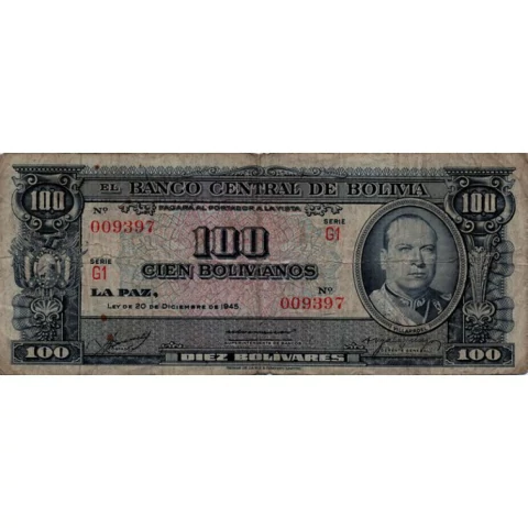 100 Bolivianos - Bolívia - 1945 - comprar online