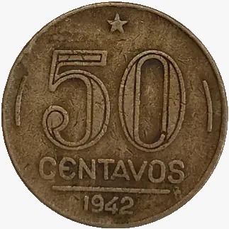 50 centavos de cruzeiro - Brasil - 1942- REF:191 - comprar online
