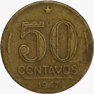 50 centavos de cruzeiro - Brasil - 1947- REF:196 - comprar online