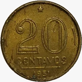 20 centavos de cruzeiro - Brasil - 1951- REF:209 - comprar online
