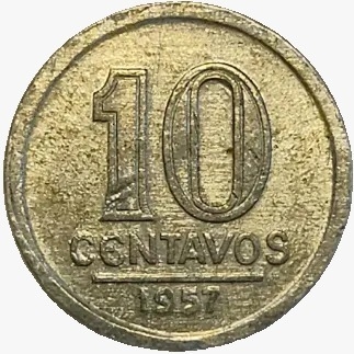 10 centavos de cruzeiro - Brasil - 1957- REF:258 - comprar online
