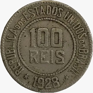 100 Réis - Brasil - 1928 - REF:82 - comprar online