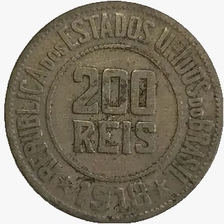 200 Réis - Brasil - 1918 - REF:90 - comprar online