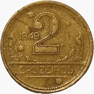 2 Cruzeiros - Brasil - 1949 Ref 244a - Mapa Duplo