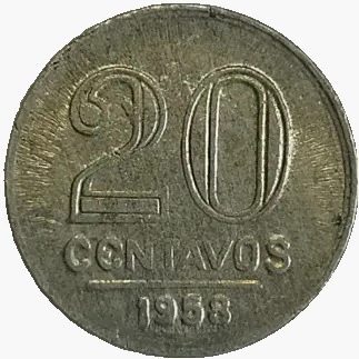 20 centavos de cruzeiro - Brasil - 1958 - REF:265 - comprar online