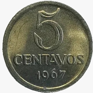 5 centavos de cruzeiro novo - Brasil 1967 - REF 293 - comprar online