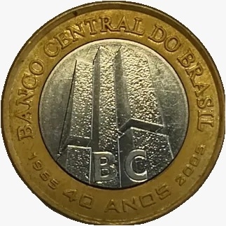 1 real - Brasil - 2005 - Comemorativa 40 anos do Banco Central - comprar online