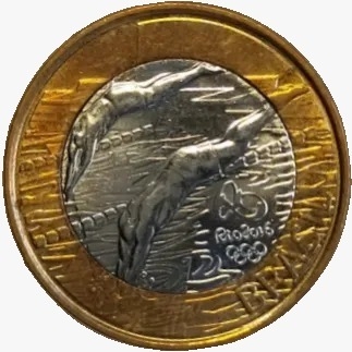 1 real - 2014 - Comemorativa Olimpiada Rio 2016 Natação - comprar online