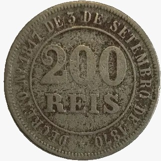 200 reis - Brasil - 1871 - REF V016 - comprar online